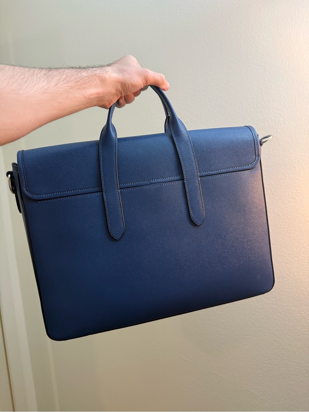 COACH Blue Leather Briefcase Tote with Adjustable Strap. Opened, but never used. - Picture 5 of 8